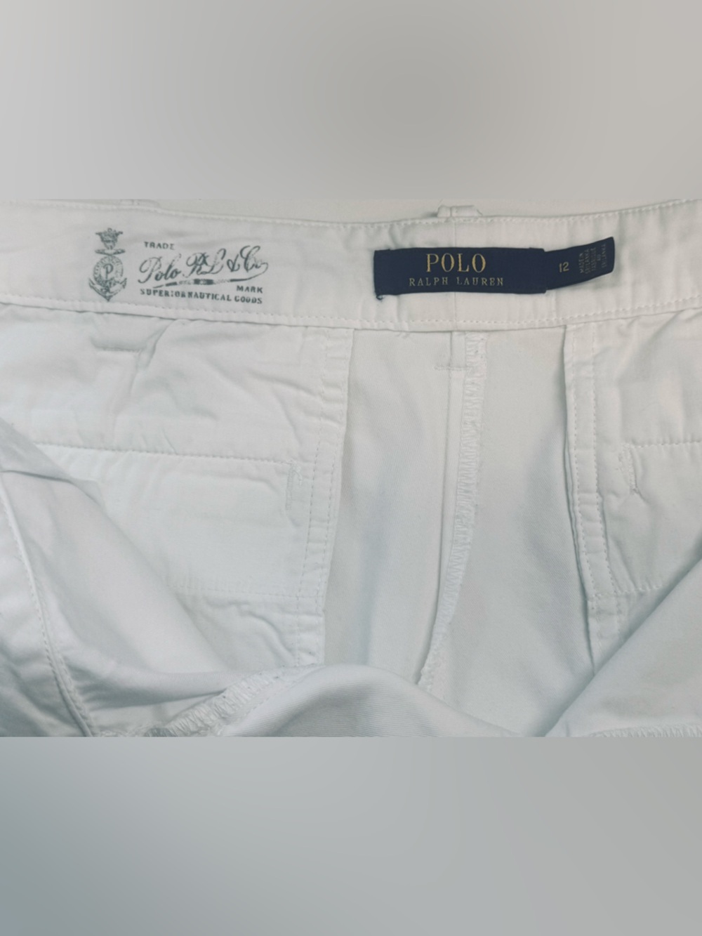 POLO Ralph Lauren White💯%Cotton Shorts wth Signature embroidered navy pony logo - Picture 10 of 11